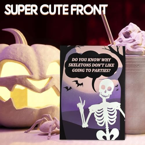 Funny Dancing Skeleton Halloween Card with Joke – Hilarious Musical Greeting for Friends, Husband, Her, Him, Men, WomenGrandpa, Grandma, Mom, Dad, Aunt, Uncle