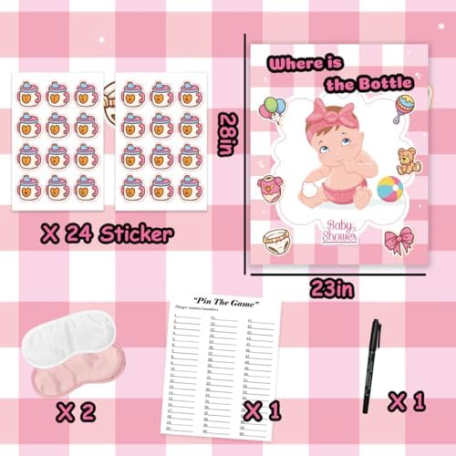 Pin The Pacifier on The Baby Game - Shower Games, Funny Activities, Party Supplies Favors for Adults, Girl, Boy