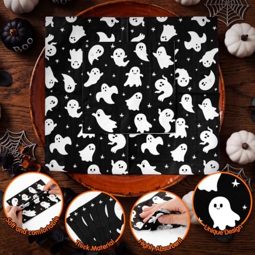 MotiMind Halloween Paper Napkins for Party,50 Pcs,Ghost