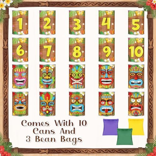 Bean Bag Toss Game Tin Cans Carnival Set,Tiki Style