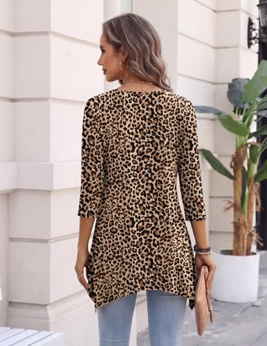 Zeagoo Womens Tops 3/4 Sleeve Loose Fit Dressy Tunics Plus Size Boho Shirts