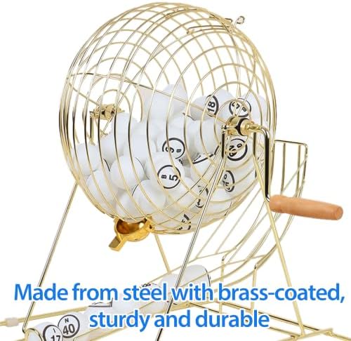 GSE Professional Bingo Game Set for Adults Large Groups, (Gold Cage)