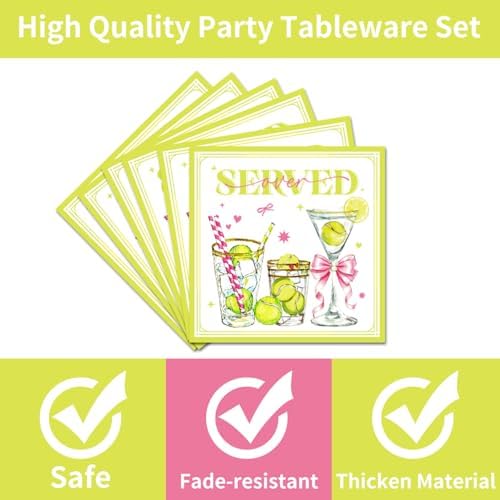 96Pcs Tennis Party Decorations Tableware Set Tennis Served Birthday Paper Plates Napkins Forks Softball Ball Sports Games Theme Baby Shower Party Supplies Serve 24 Guests
