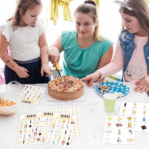 Bible Bingo Game, Party Games with 24 Players, Happy Holiday Bingo Game for Adults, Sunday Church Game Bible Activity for Christian, Family Open Day Supplies Party Supplies-16