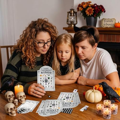 Halloween Bingo Cards for 24 Players - 5" x 7", Tomb Shaped
