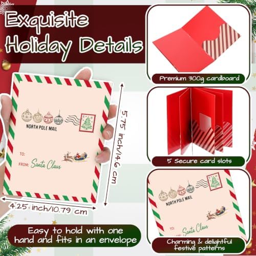 AmazingSpark 4 Set Postal Themed Christmas Gift Card Booklet for Cash