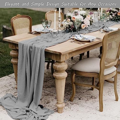 35x72 Inch Gray Cheesecloth Table Runner Rustic Boho Wedding Party Decor