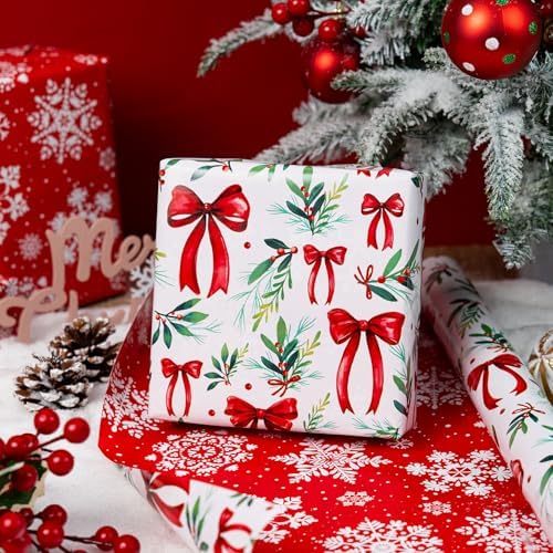 Yarcony Christmas Wrapping Paper Jumbo Roll, Red and Green Wrapping Paper