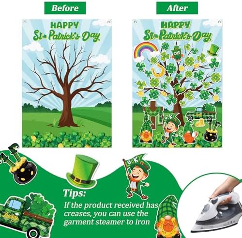 Cinrobiye St. Patrick’s Day Shamrock Felt Tree Bulletin Board Kit, Seasonal Decorative Felt Display Set for Classroom, Church and Home Holiday Decoration, Reusable Wall & Bulletin Board Decor