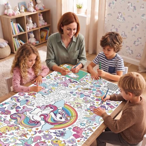 Unicorn Coloring Poster & Table Cover - 71" x 31.5"