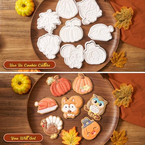 Thanksgiving Cookie Cutter Set of 4 Pumpkin Maple Leaf Turkey Baking 3.5" Cutter Molds Gifts Decorative Kitchen Cake Supplies