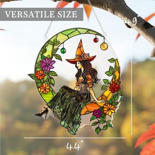 Halloween Stained Glass Ghost Plant Ornament, Suncatcher Decor