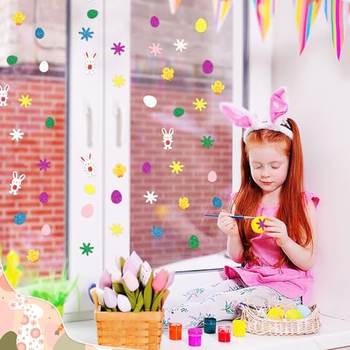600Pcs Easter Foam Stickers Glitter Bunny Eggs Chick Stickers