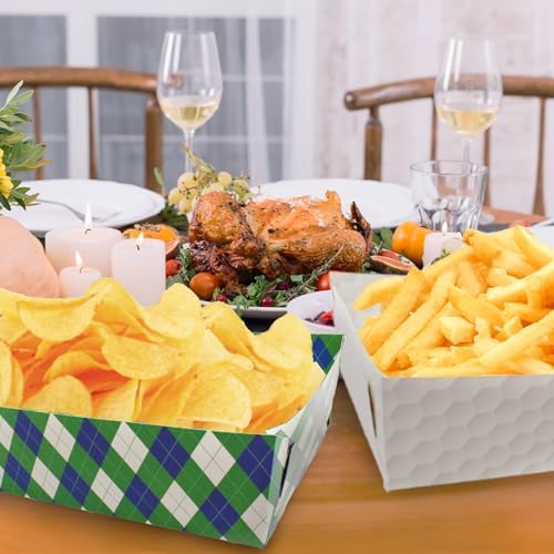 50 Pcs Golf Party Food Trays - Disposable Paper Food Boats, 2 Designs