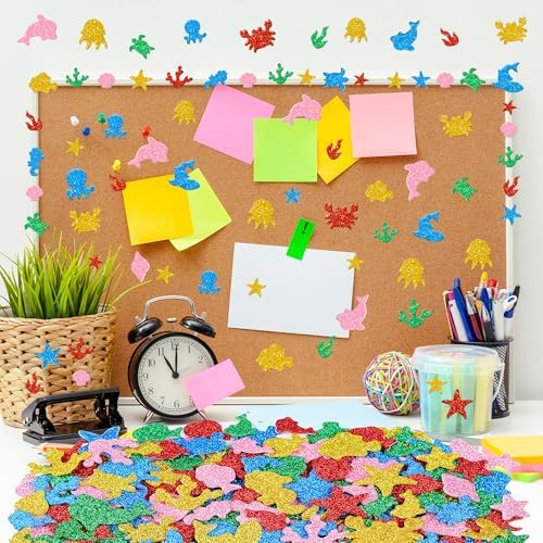 465Pcs Foam Stickers Glitter 3D Sea Animal Foam Shape Stickers,Sea Animal