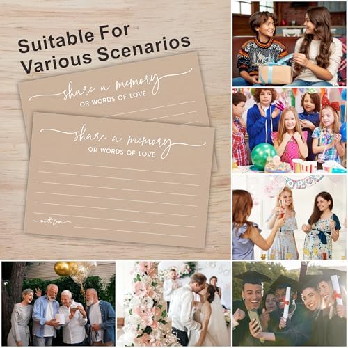 50 Pcs Share A Memory Of Love Cards- 4"x 6" Double Sided Fill- Memory Cards For Wedding, Graduation, Anniversary, Birthday, Retirement Party - Celebration Of Life Keepsake Cards（Minimalism Brown）- A05