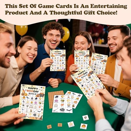 Happy Booday Bingo Game Cards, Halloween Party Games, Happy Booday Party Game Decor, Fall Holiday Games, Bingo Sets for Adults Large Group, Halloween Theme Party Activity Supplies -A16