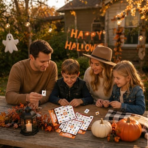 Halloween Bingo Game Cards for 24 Players - 5" x 7", Orange
