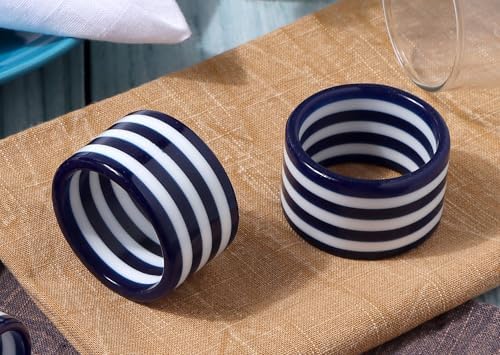CLEENTABLE Navy Blue Epoxy Resin Napkin Rings Set of 12