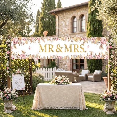 Mr And Mrs Wedding Decor Banner Decorations Party Hanging Sign