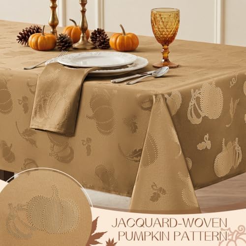 Romanstile Fall Jacquard Rectangle Tablecloth, Thanksgiving Pumpkin