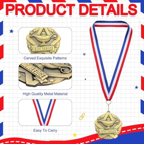 Quelay 30 Pcs 2 Inches Award Medals Bulk Medals Bulk with Neck Ribbons Metal Trophy Award Prize Gift for Tournaments, Competitions, Party, Kids and Adults