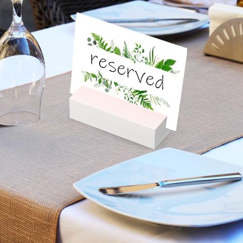 Blosssound 12 Pcs Wood Place Card Holder, White, 3 x 1.6 x 0.8 Inches