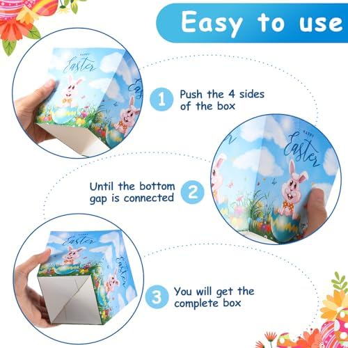 Pajean 24 Pcs Easter Treat Boxes with Gift Wrap and Ribbon