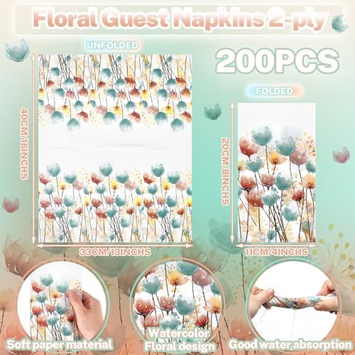 Seajan 200 Pcs Spring Disposable Paper Guest Towels Bathroom Napkins