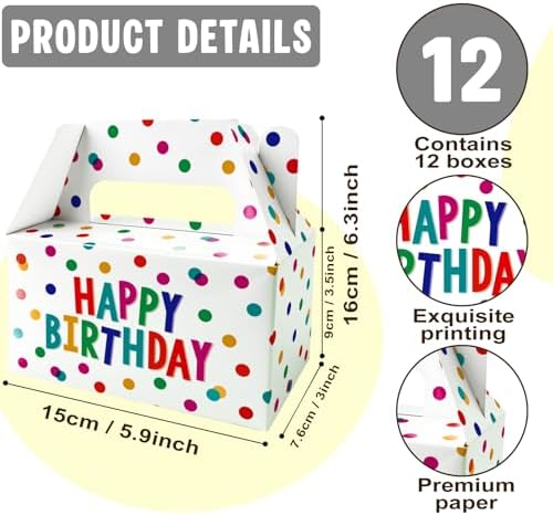 12 Pack Happy Birthday Animal Party Favor Boxes Kids Candy Goodie Bags