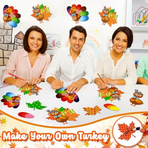 BBTO 36 Sets Thanksgiving Turkey Craft Kit Fall Craft, Cute Style