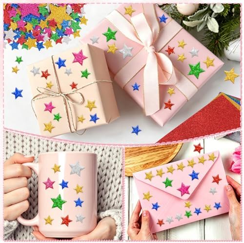 1032Pcs Foam Stickers Glitter Star Sticker Colorful Foam Stars Stickers