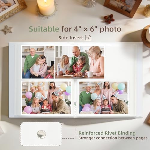 Family Tree 4x6 Photo Album, 200 Pocket Family Memory Book, Beige