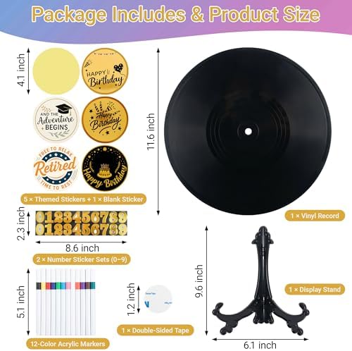 Vinyl Record Guest Book, Birthday Wedding Graduation Retirement Party Guest Book Alternative Party Favor Sign Poster 11.6" x 11.6"