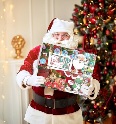 Linelglobal DIY Christmas Advent Calendar to Fill Empty Gift Box Set 2026-24 Days of Surprise Boxes for Kids, Family & Friends - Red