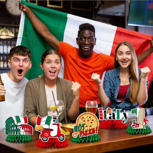 JULMELON 8 Pack Italian Themed Honeycomb Centerpieces Italian Party Favors