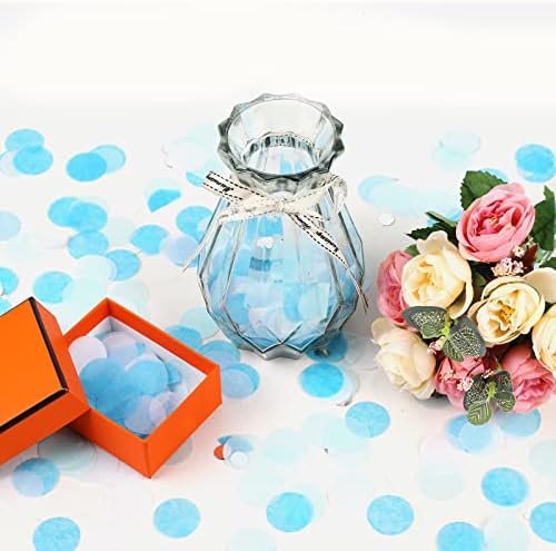 VCOSTORE Blue White Round Tissue Confetti for Baby Shower Wedding Decor