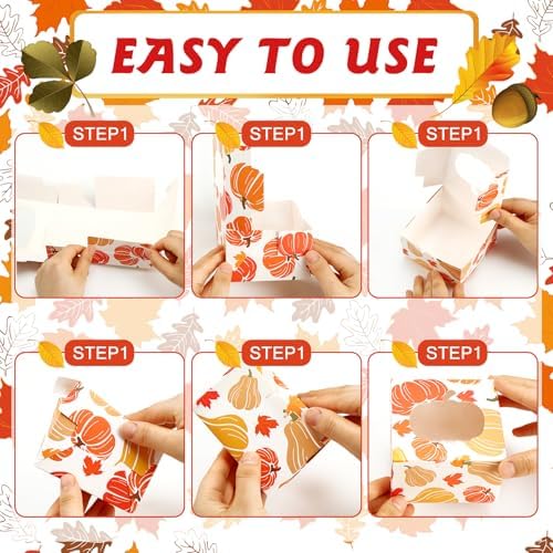 24 Pcs Fall Treat Box with Window Cookie Bakery Candy Gift Box, Autumn