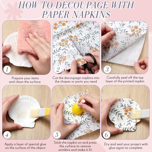 Crtiin 20 Pack Decoupage Napkins Floral Cocktail Decorative Paper Napkins
