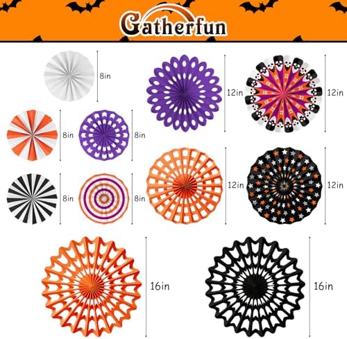 Halloween Party Decorations Set - Spooky Banner, Hanging Paper Fans & Dot Garland, for Halloween Theme Birthday Party Decorations