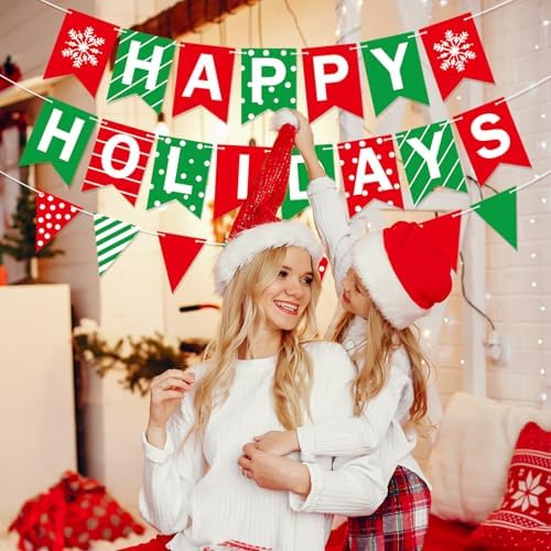 Happy Holidays Banner, Pre-Strung Christmas Banner Decor