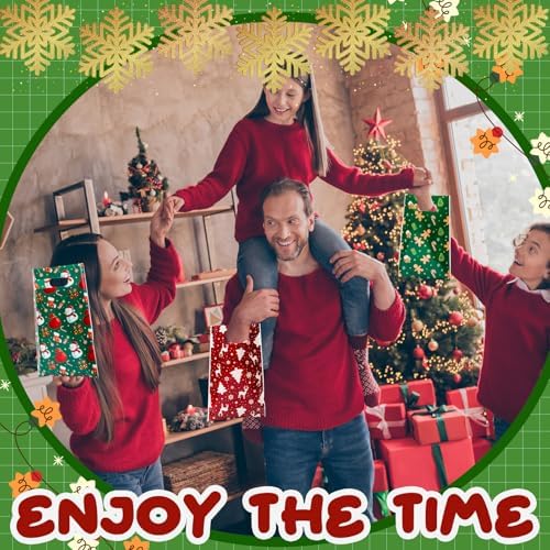 Gilprop 100 Pcs Christmas Plastic Gift Bags Bulk Small Treat Goodie Bags