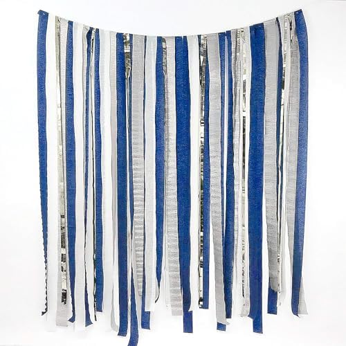 FOONEA Crepe Paper Streamers - 4 Rolls 328ft Silver Crepe Paper for Party, Wedding, Birthday & Baby Shower Decorations