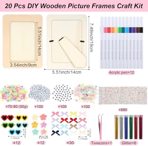 Suncalla Wooden Picture Frame Craft Kit 4x6, 10 Pcs, Rectangular Shape