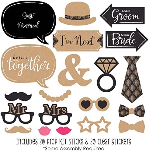 Better Together - Wedding Photo Booth Prop Kit, DIY Cardstock Props - 20pc