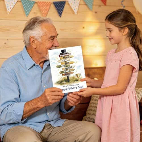 Fathers Day Card Gifts for Grandpa from Granddaughter Grandson, Meaningful Direction Sign Design with Emotional Message, Unique Gifts for Father's Day Family Celebration and Love