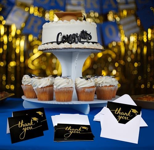Gift Boutique 50 Graduation Thank You Cards with Envelopes Black Gold Thank You Notes Bulk Graduation Party Supplies Senior Congrats Cards Set