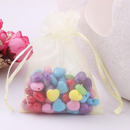 Wudygirl 100 PCS 5"x7" Organza Bags Lvory Gift Bags with Drawstring
