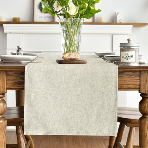 Artoid Mode Beige Table Runner, Seasonal Summer Fall Washable Kitchen Dining Table Decoration for Home Party Decor 13x108 Inch