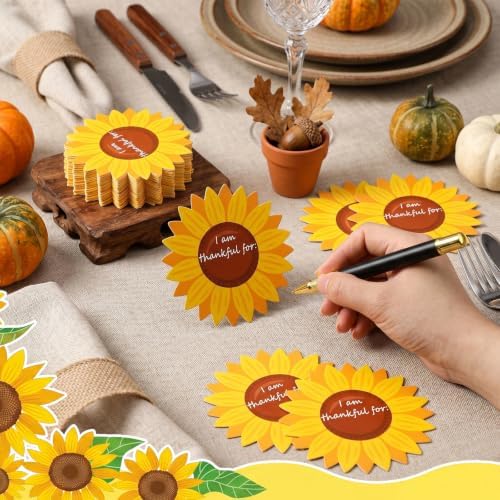 Qilery 100 Pcs Summer Table Place Cards Sunflower Cutouts